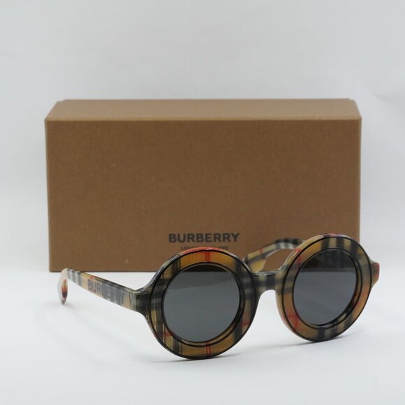 Burberry Kids JB4386 377887 Round Sunglasses - Vintage Check/Dark Grey - Picture 1 of 9